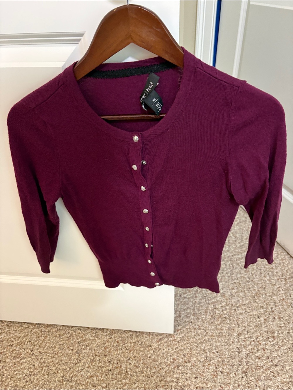 White House Black Market Plum Crewneck Cardigan